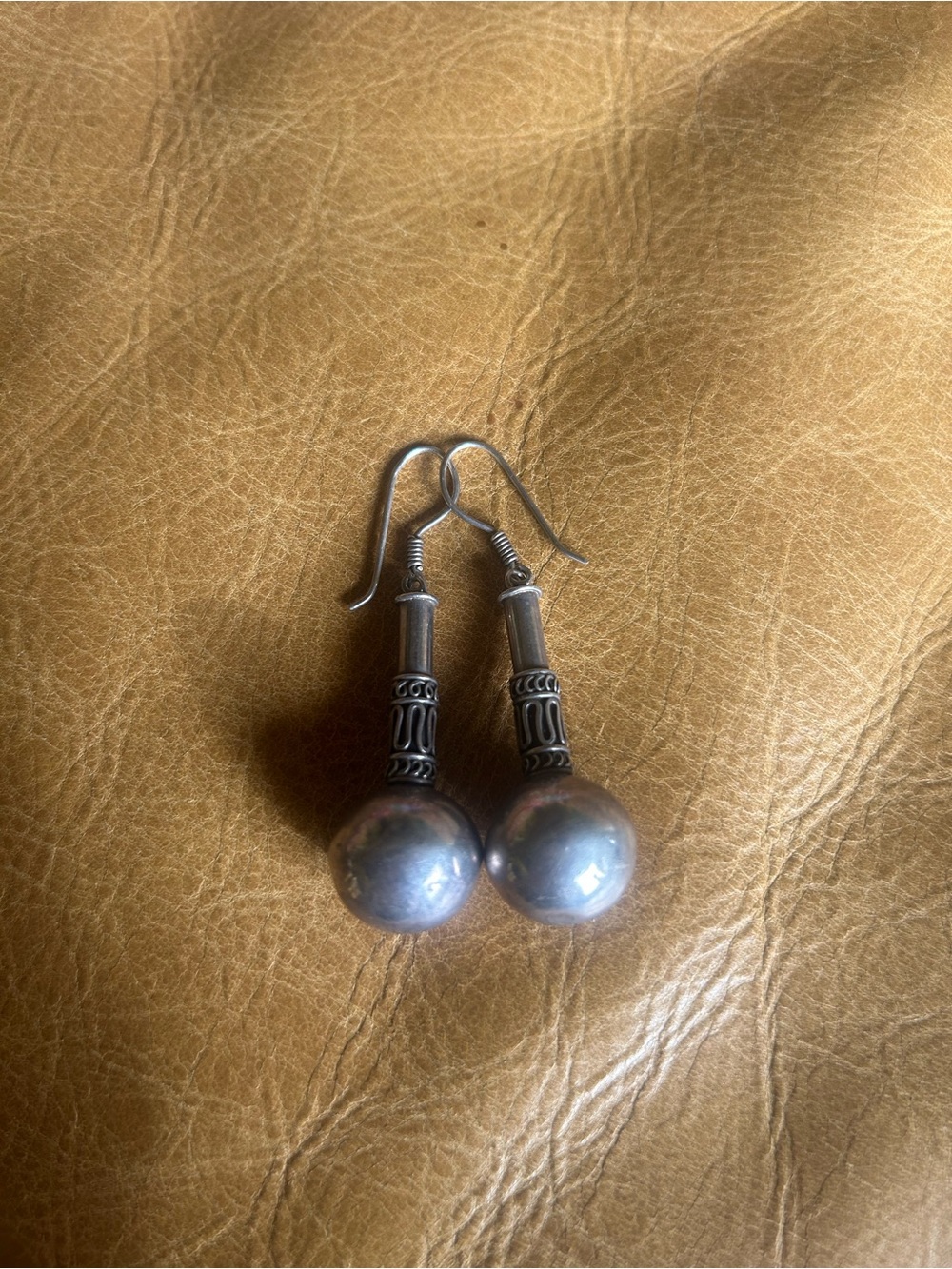 Sterling Silver Grey Pearl Drop Earrings - Women Jewelry